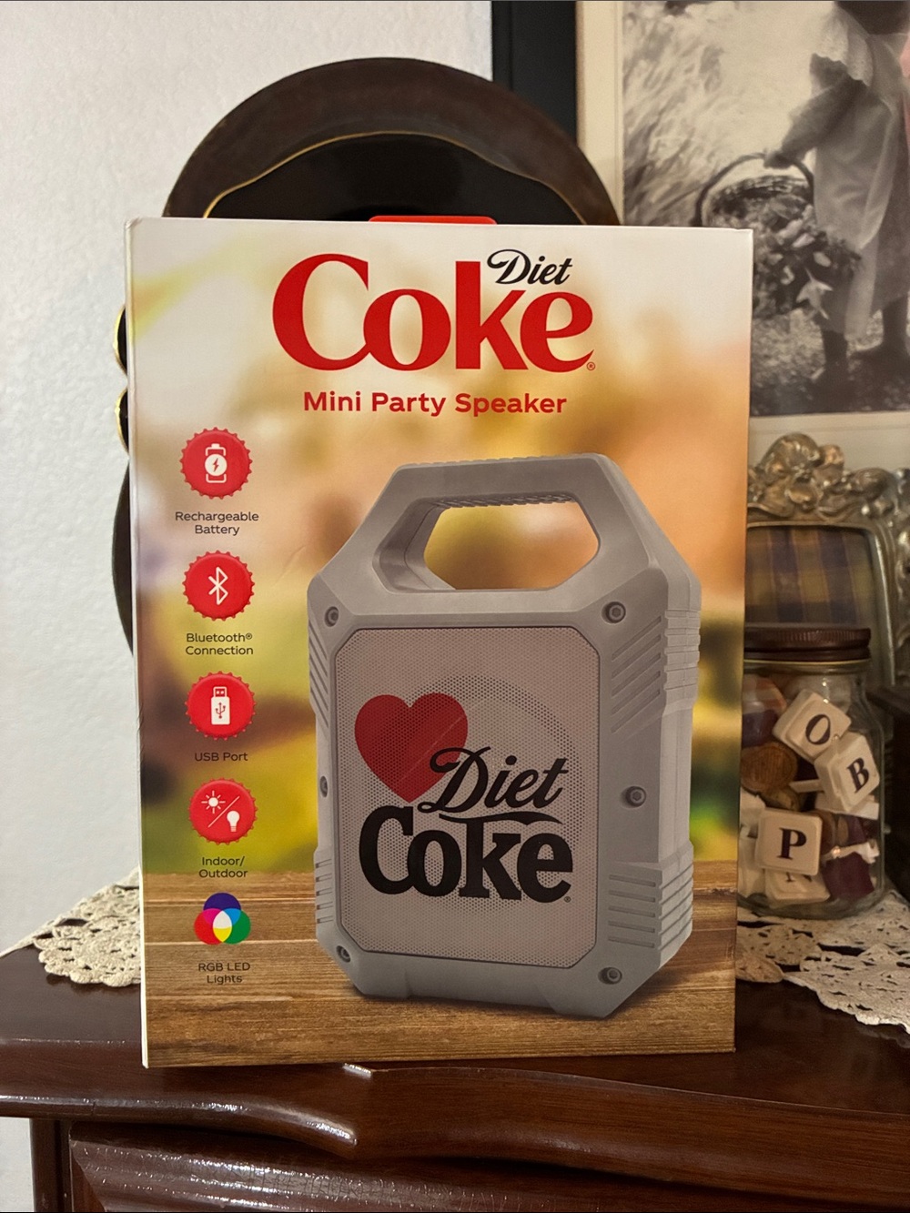 Coca-Cola Diet Coke Mini Party Speaker in Gray with Red Heart